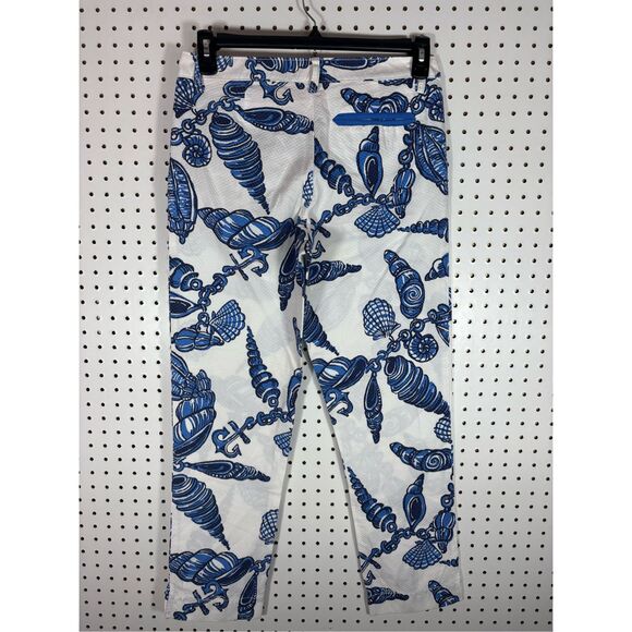 Lilly Pulitzer Fallin In Love Seashell Pants Blue White Beach Shells Mitzie Pant - Picture 2 of 10